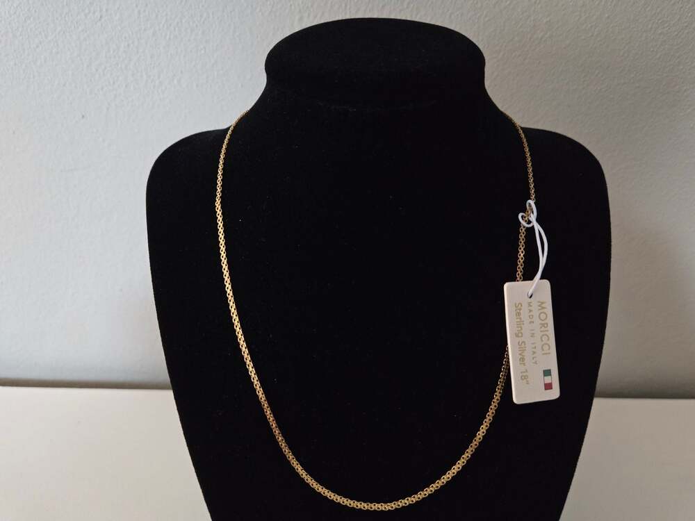 Moricci Made in Italy Sterling Silver 18-inch Gold-Plated Mesh Chain Necklace